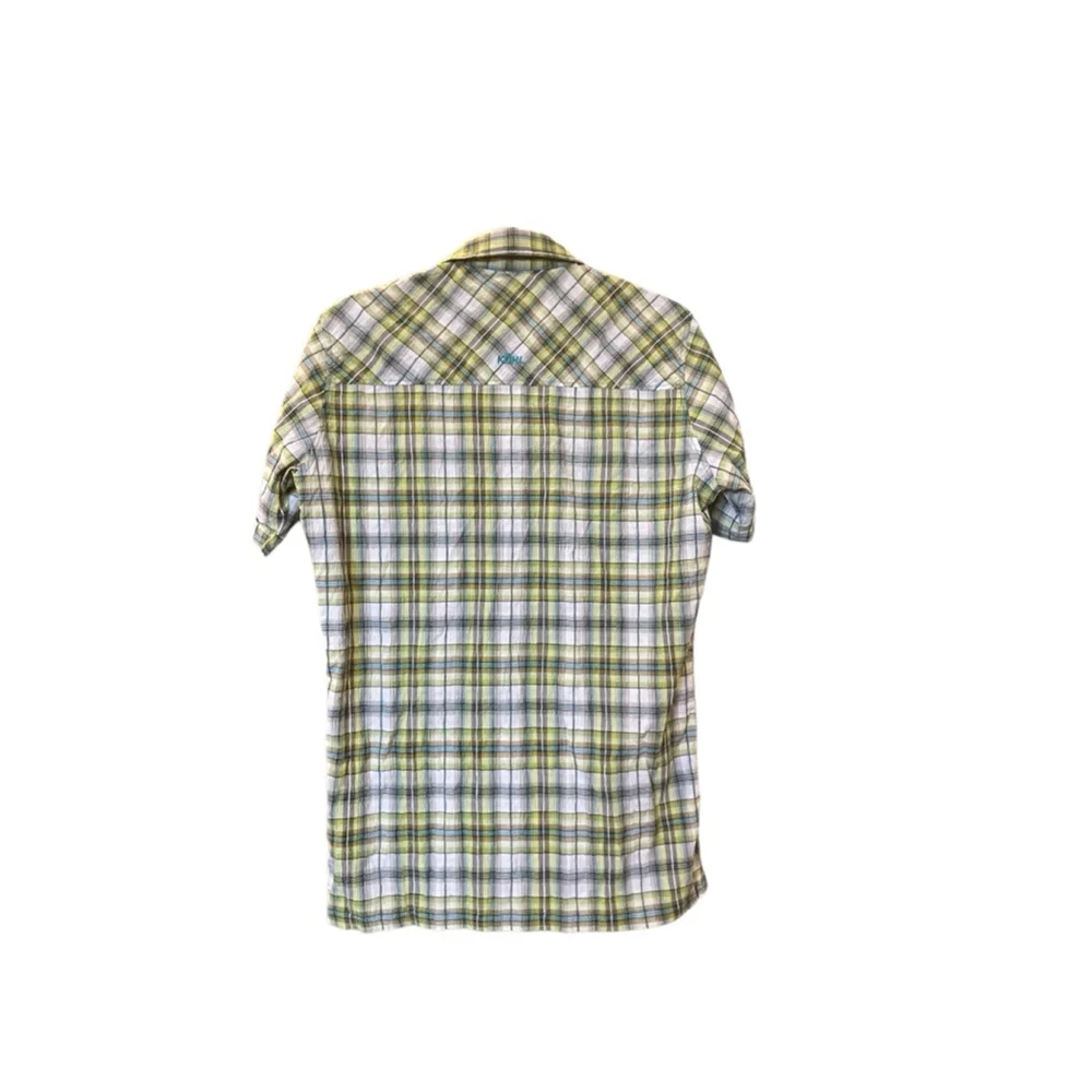 KUHL Stallion Crinkle Short Sleeve Shirt Yellow Green Size S